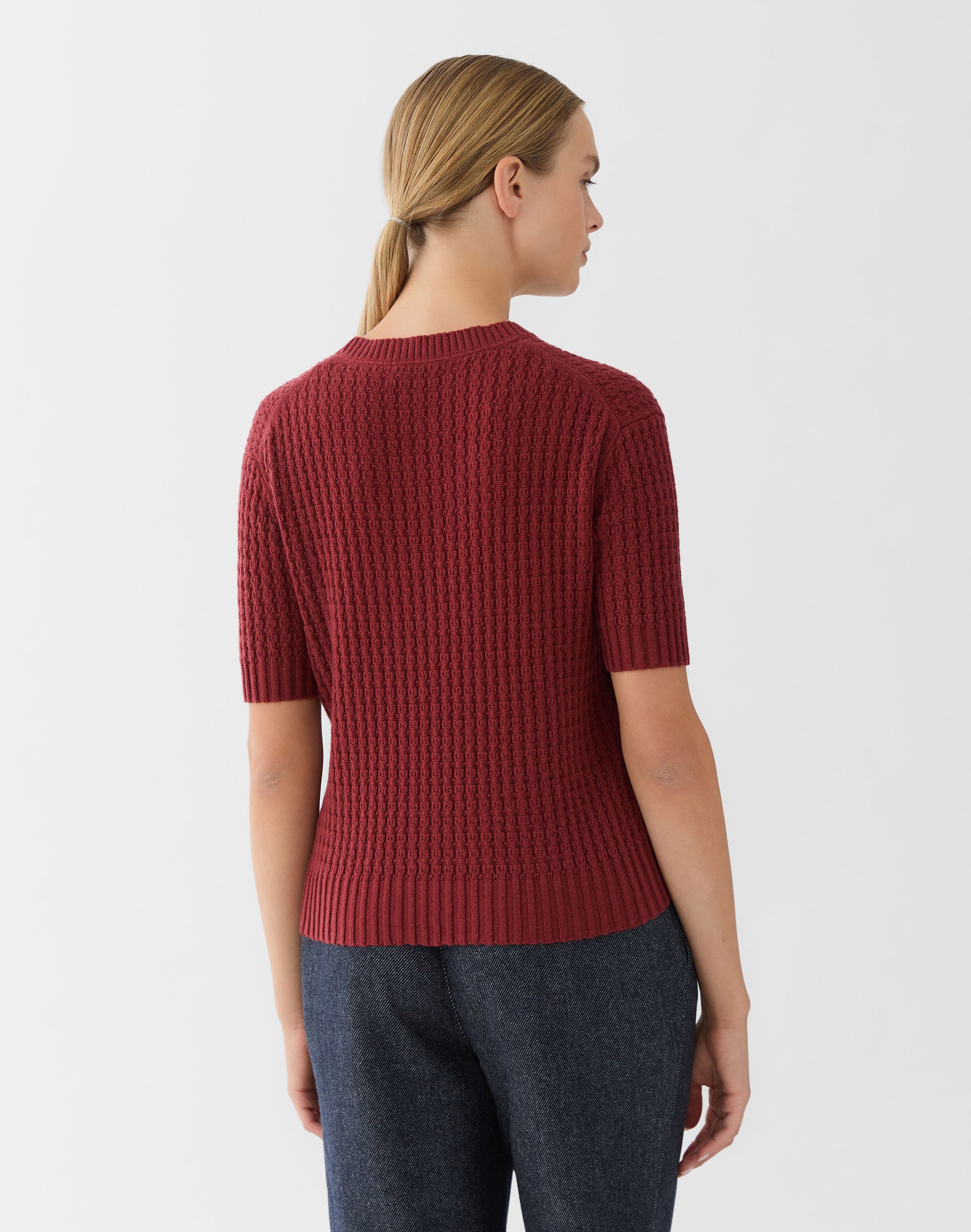 Cashmere Mixed Stitch Crewneck Sweater