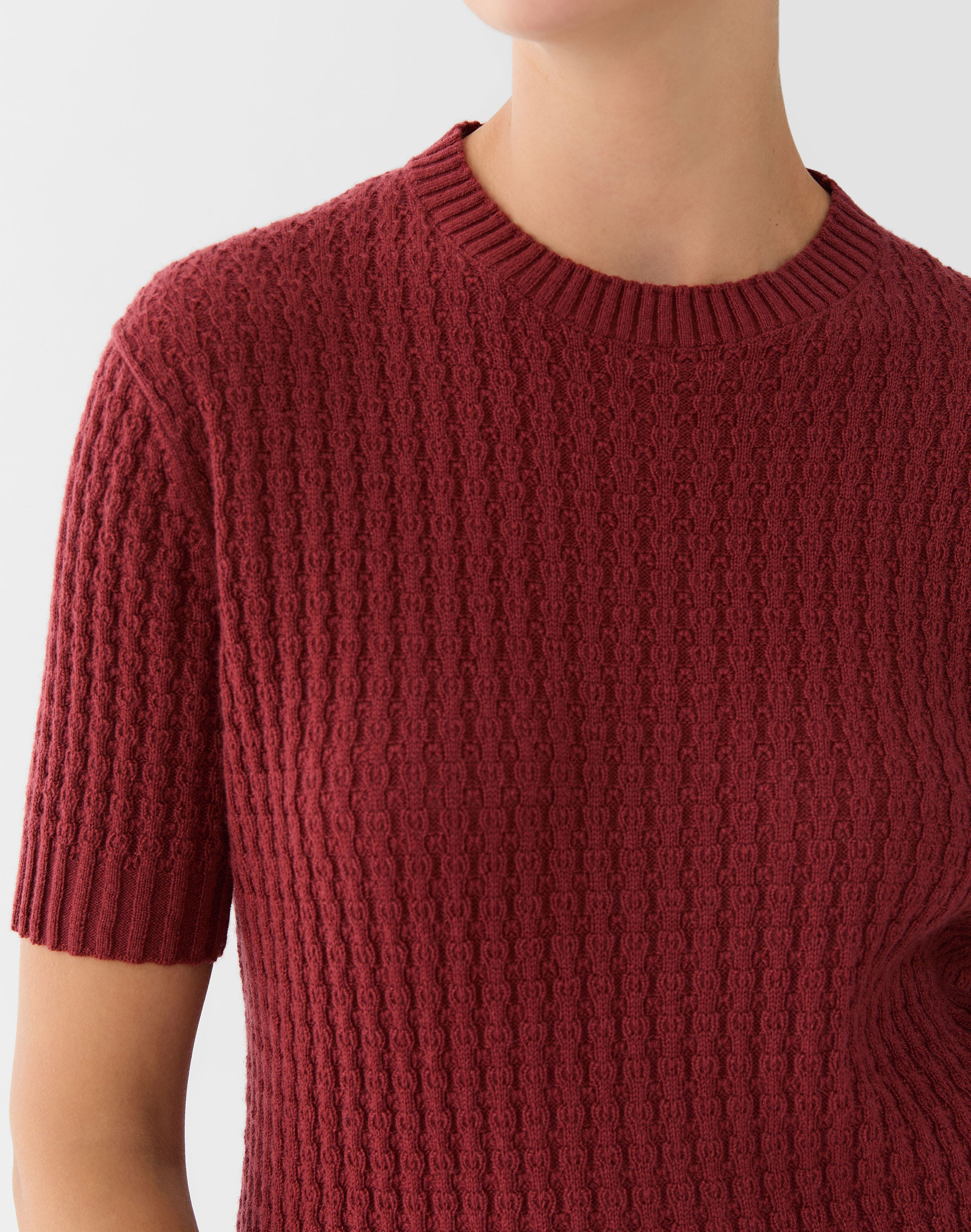 Cashmere Mixed Stitch Crewneck Sweater